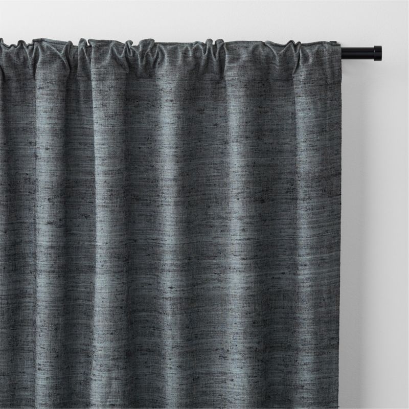 Trevino Storm Grey Cotton Silk Blend Window Curtain Panel 52"x84" - Image 4