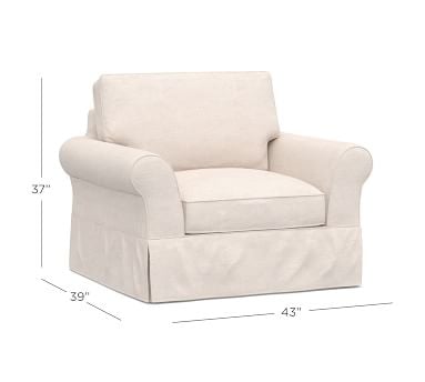 PB Comfort Roll Arm Slipcovered Armchair 39", Box Edge Down Blend Wrapped Cushions, Performance Boucle Oatmeal - Image 4