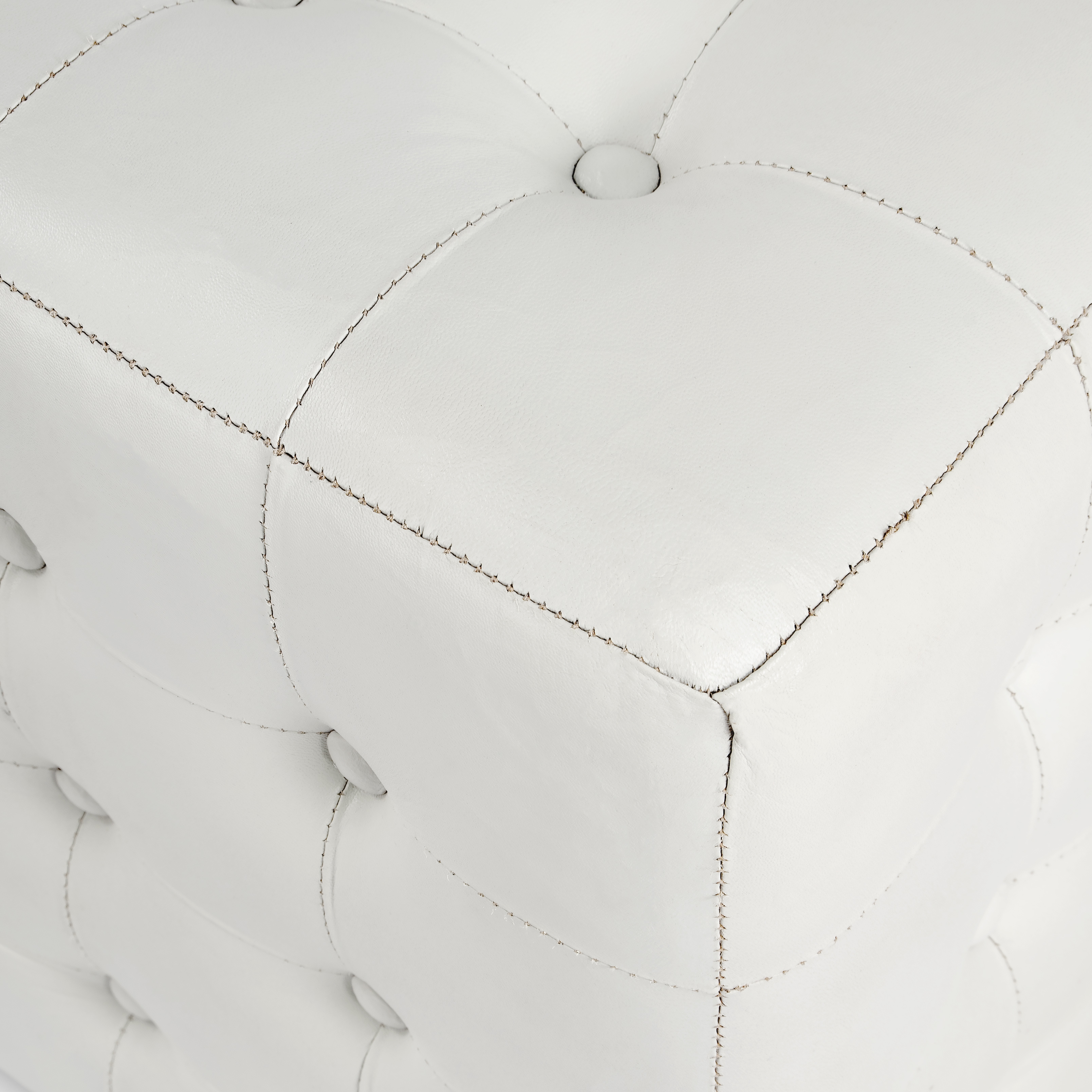 Leon White Leather Ottoman - Image 1