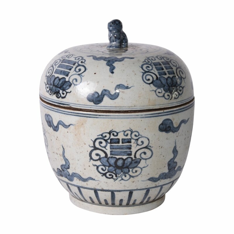 Legend of Asia Blue/White 10"" Indoor / Outdoor Porcelain Ginger Jar - Image 0