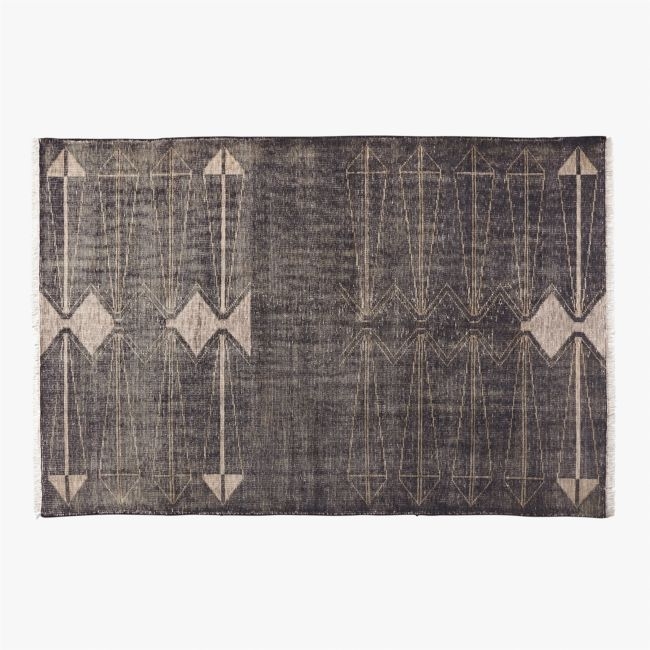 Luma Hand-Knotted Black New Zealand Wool Area Rug 6'x9' by Ackerman - Image 0