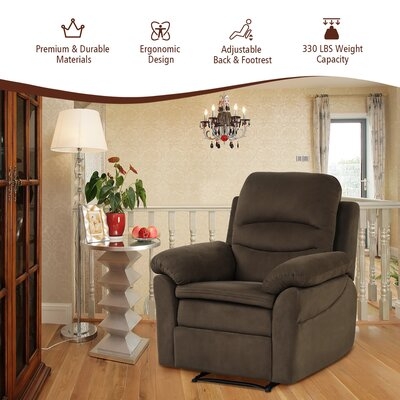 Red Barrel Studio® Recliner Chair Single Sofa Armchair Sleeper Lounger W/ Footrest Brown - Image 0