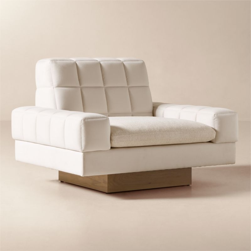 Kanan Natural Quilted Dual Fabric Accent Chair by Kravitz Design - Image 1