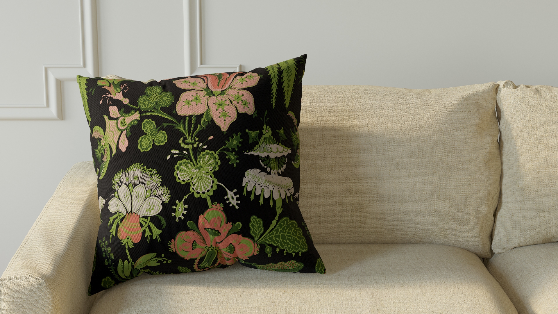 Throw Pillow 22", Coral Onyx Rossetta, 22" x 22" - Image 2