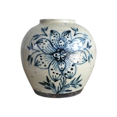 Adriti Off White/Blue 8.6" Indoor / Outdoor Ceramic Table Vase - Image 0