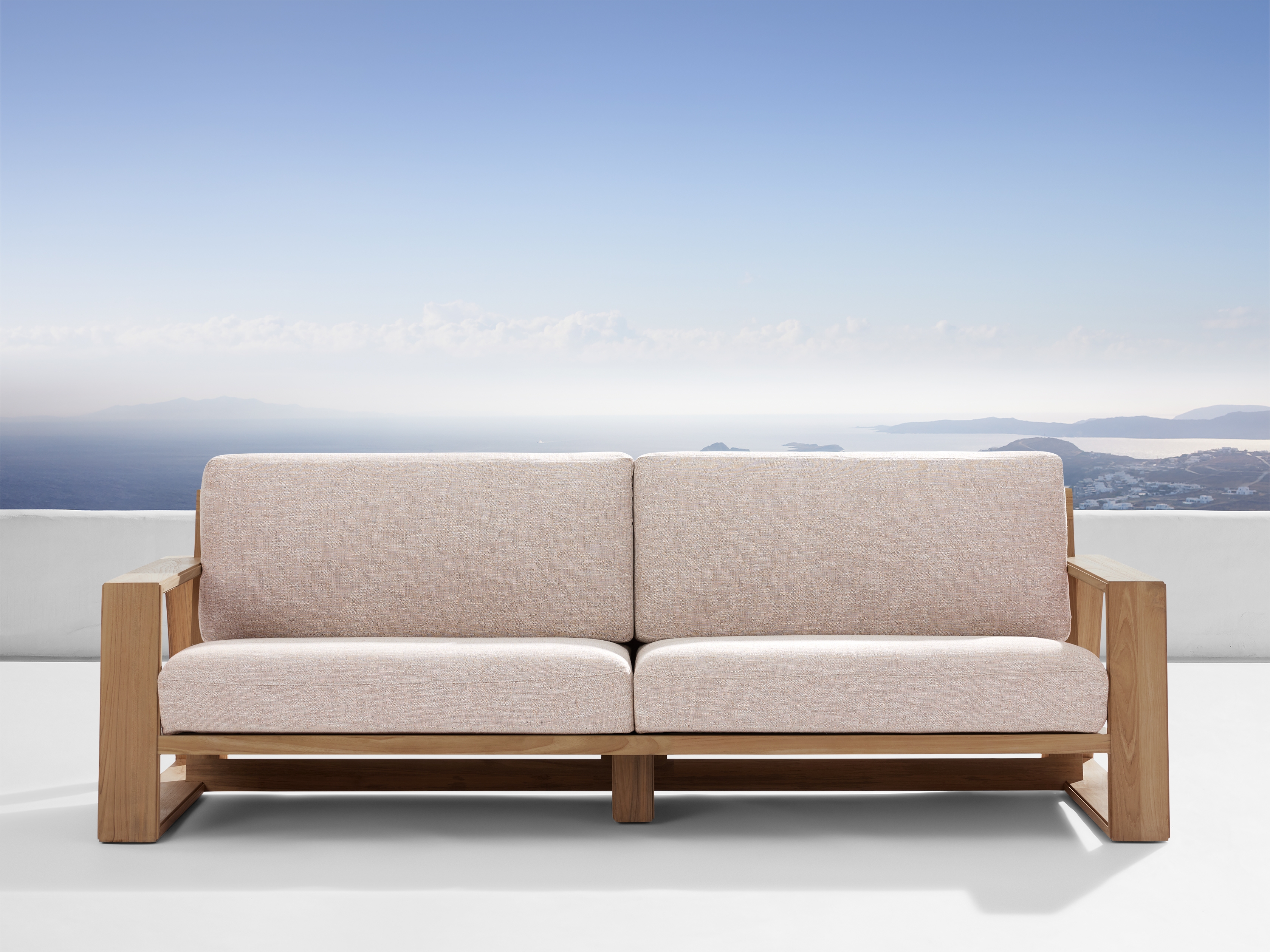 Canyon Outdoor Sofa in Priano Malt Teak Natural /96" - Image 0