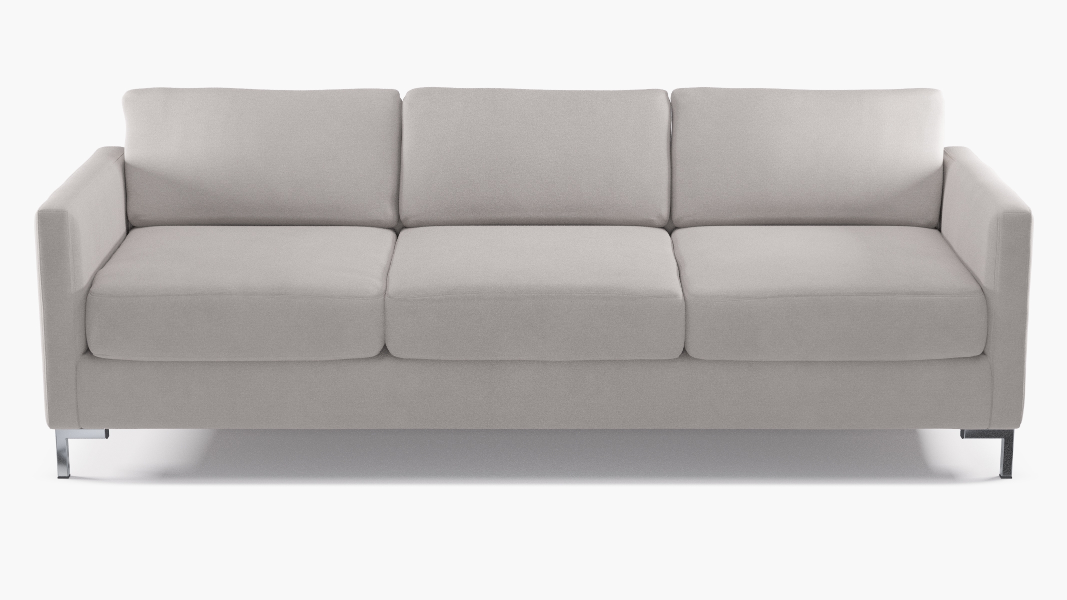 Modern Sofa, Platinum Velvet, Chrome - Image 0