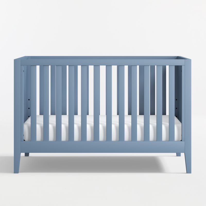 Ever Simple Slate Blue Wood Convertible Baby Crib with Toddler Bed Rail - Image 4