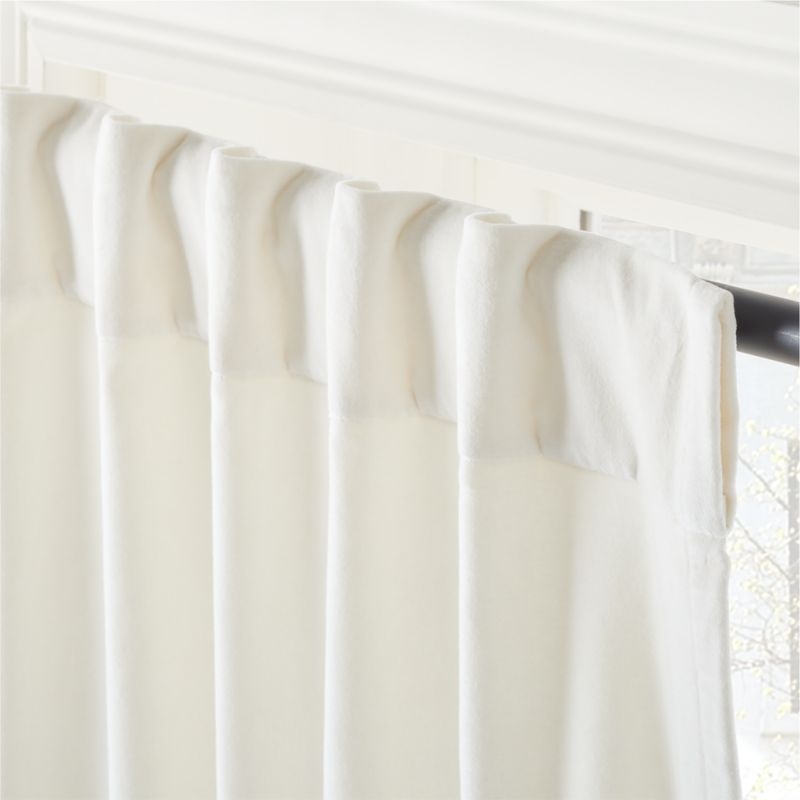 Warm White Organic Cotton Velvet Window Curtain Panel 48"x120'' - Image 3