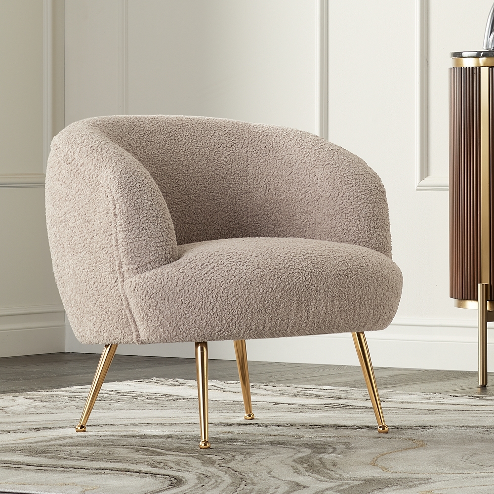 Charlie Light Brown Sheep Fabric Tub Accent Chair - Image 0
