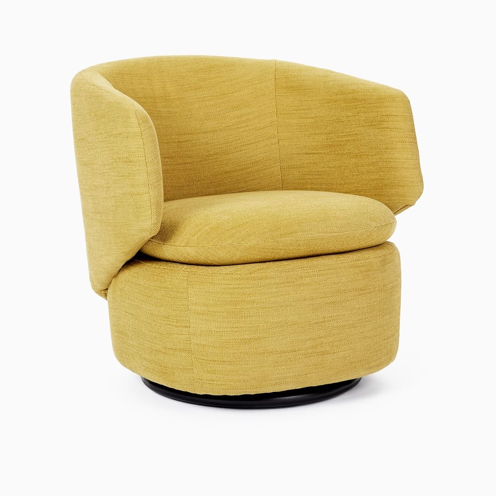 Crescent Swivel Chair, Poly, Basket Slub, Dijon, Concealed Supports - Image 0