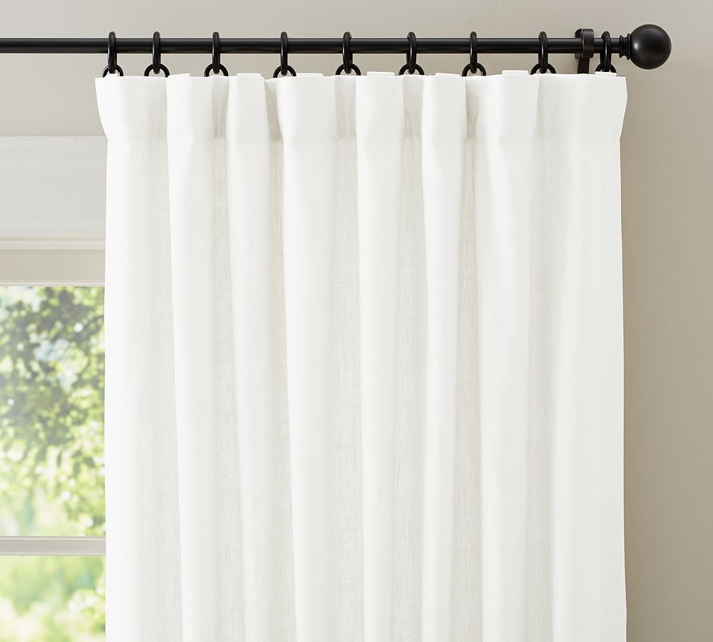 Emery Linen Curtain, 50 x 108", White - Image 0