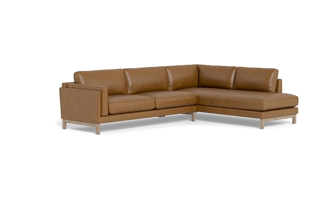 Gaby Leather 3-Seat Sectional with Right Bumper - Image 1