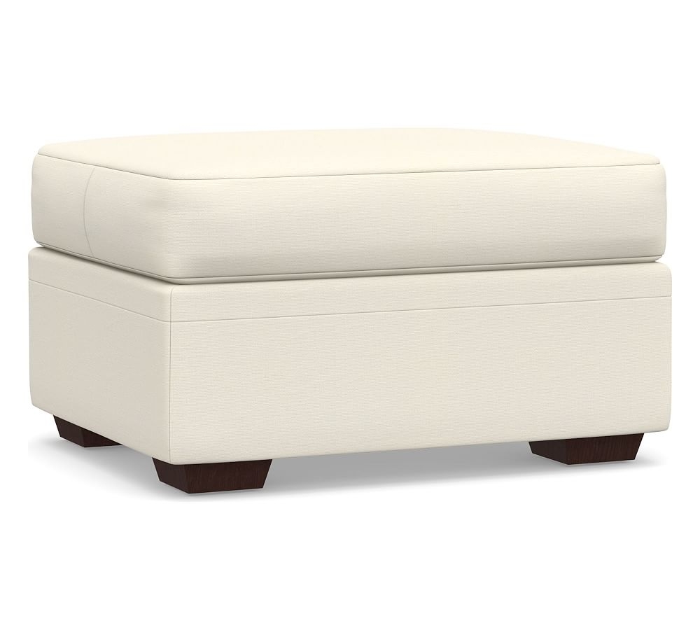 Pearce Modern Upholstered Ottoman, Polyester Wrapped Cushions, Textured Twill Ivory - Image 0