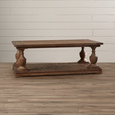 Orval Solid Wood Floor Shelf Coffee Table with Storage - Image 0