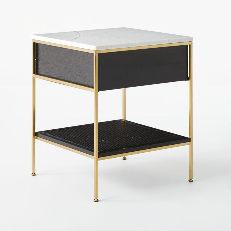 Connoisseur 20" Black Oak Wood 2-Drawer Nightstand with Marble Top by Paul McCobb - Image 5