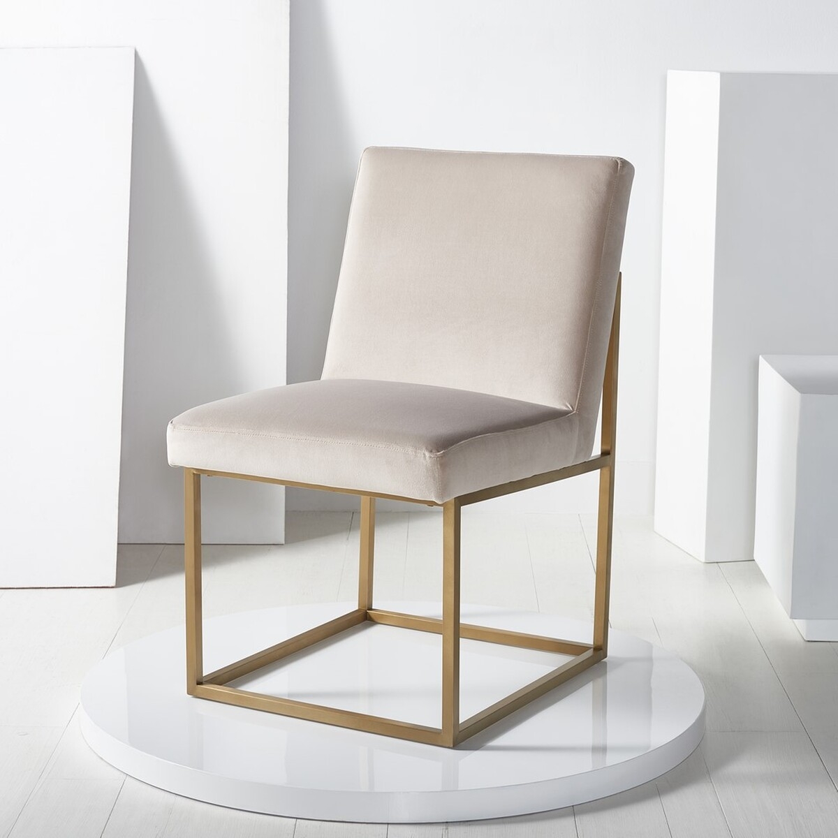 Jenette Dining Chair - Taupe / Gold - Safavieh - Image 1