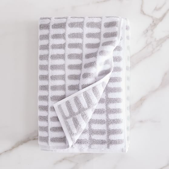 Organic Archways Jacquard Towel, Bath Towel, Gray Sky - Image 0