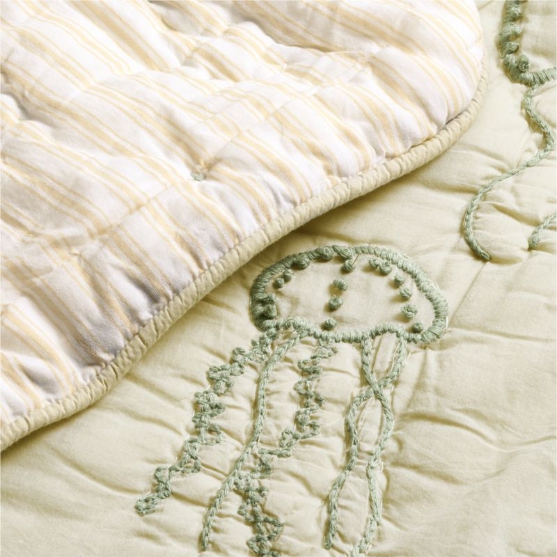 Raphaela Green Seascape Baby Crib Quilt by Jake Arnold - Image 4
