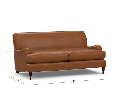 Carlisle Leather Sofa 80", Polyester Wrapped Cushions, Performance Kona - Image 4