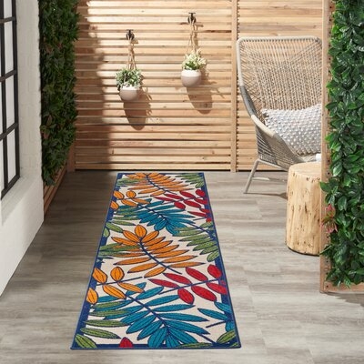Lahaina Floral Gold/Green/Blue  Indoor / Outdoor Area Rug - Image 0