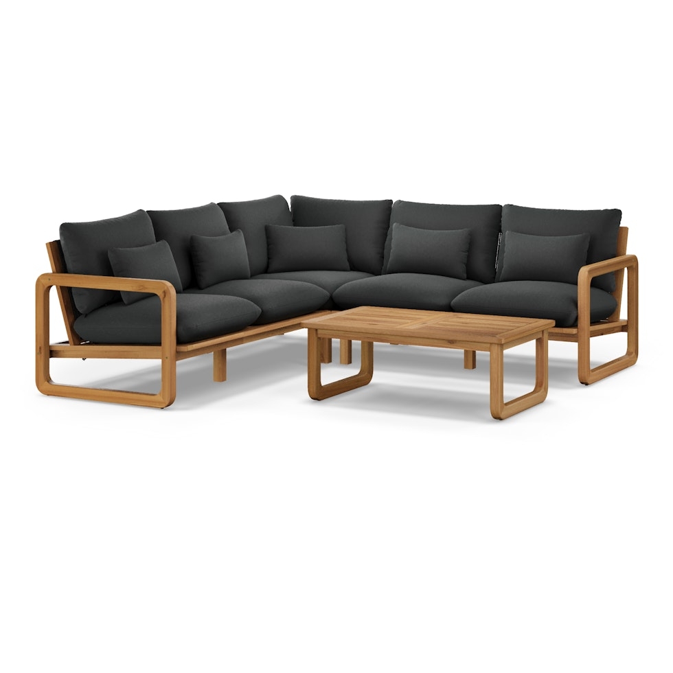 Laholm 94" Outdoor Corner Sectional Set - Dravite Black - Image 1