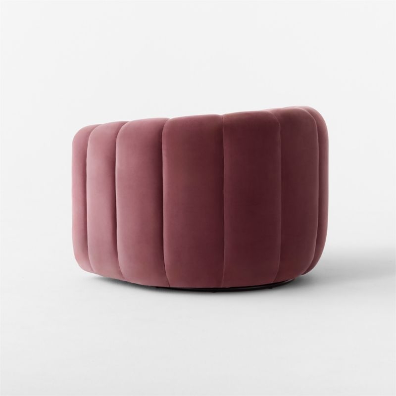 Fitz Channeled Rose Velvet Swivel Chair - Image 4