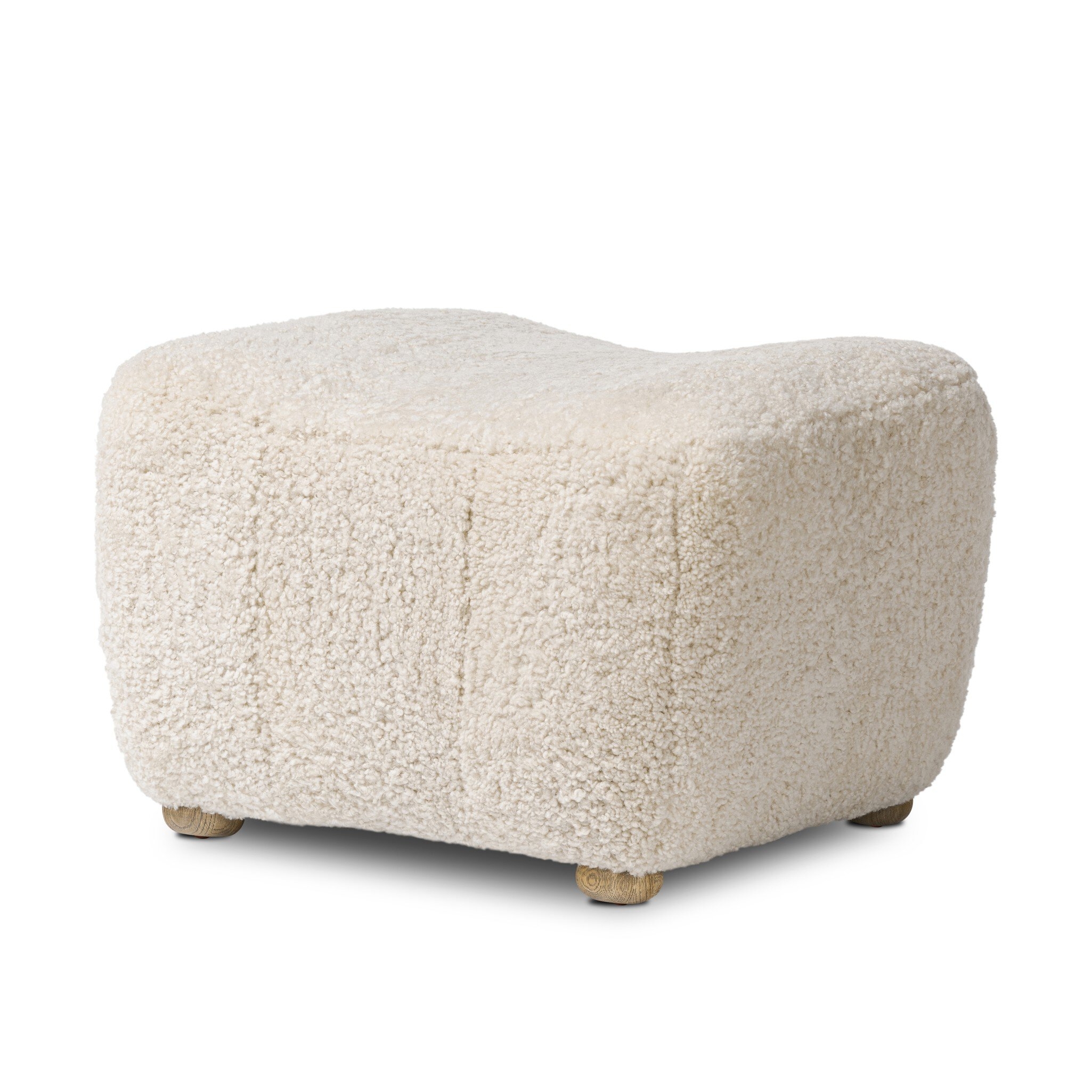 Oslo Ottoman - Beige Shearling by Amber Lewis x Four Hands - Image 1