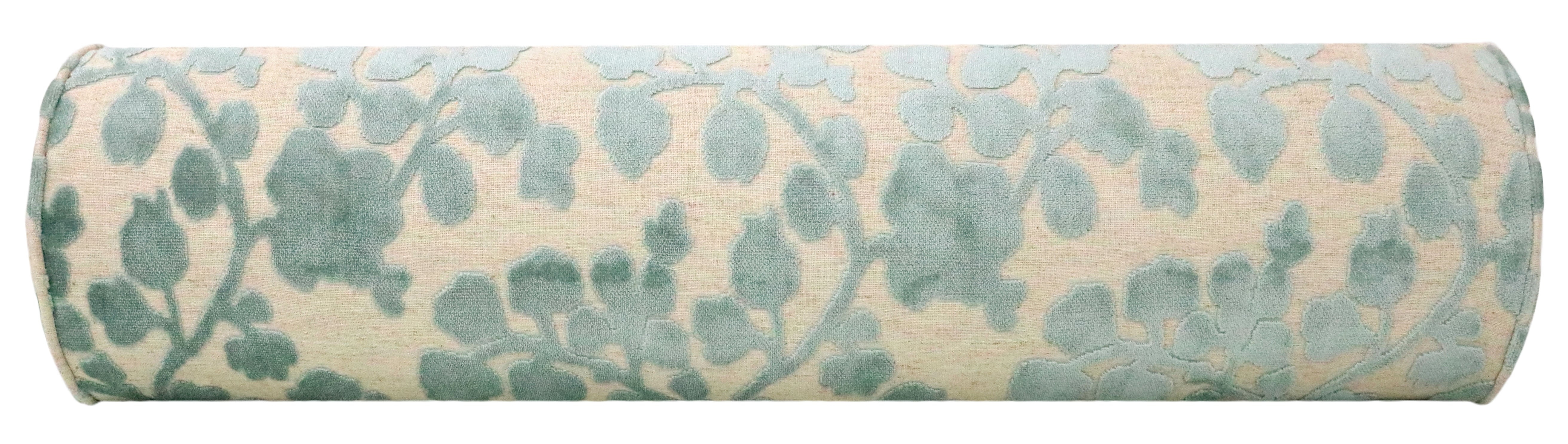 THE BOLSTER :: BLOSSOM CUT VELVET // SPA BLUE - BY THE YARD - Image 2