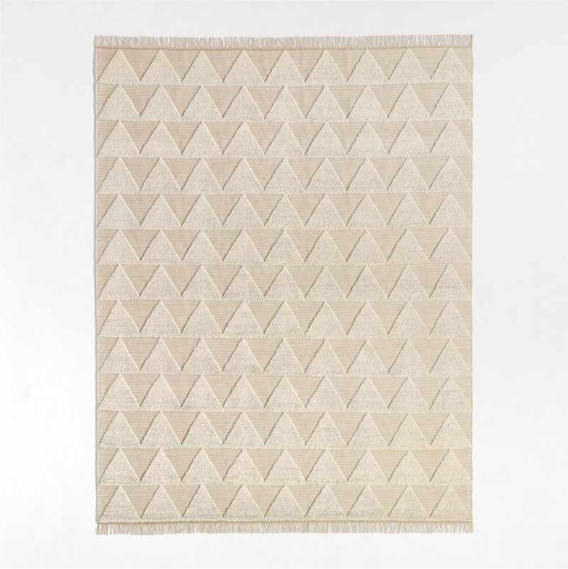 Textured Triangle Beige Hand-Woven Flatweave Kids Area Rug 6'x9' - Image 3