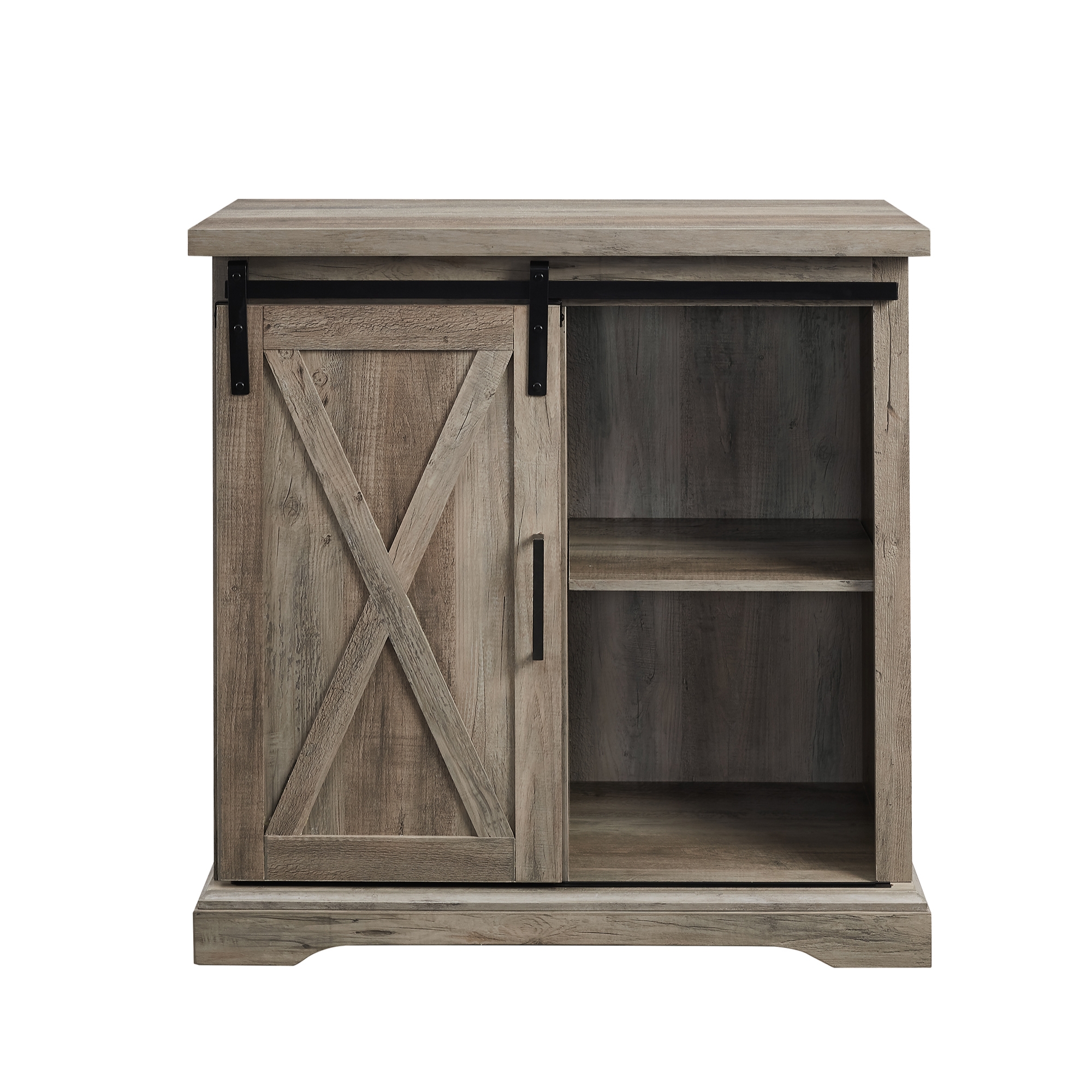 Alba 32" Sliding Barn Door Farmhouse Accent Cabinet - Grey Wash  - Image 1