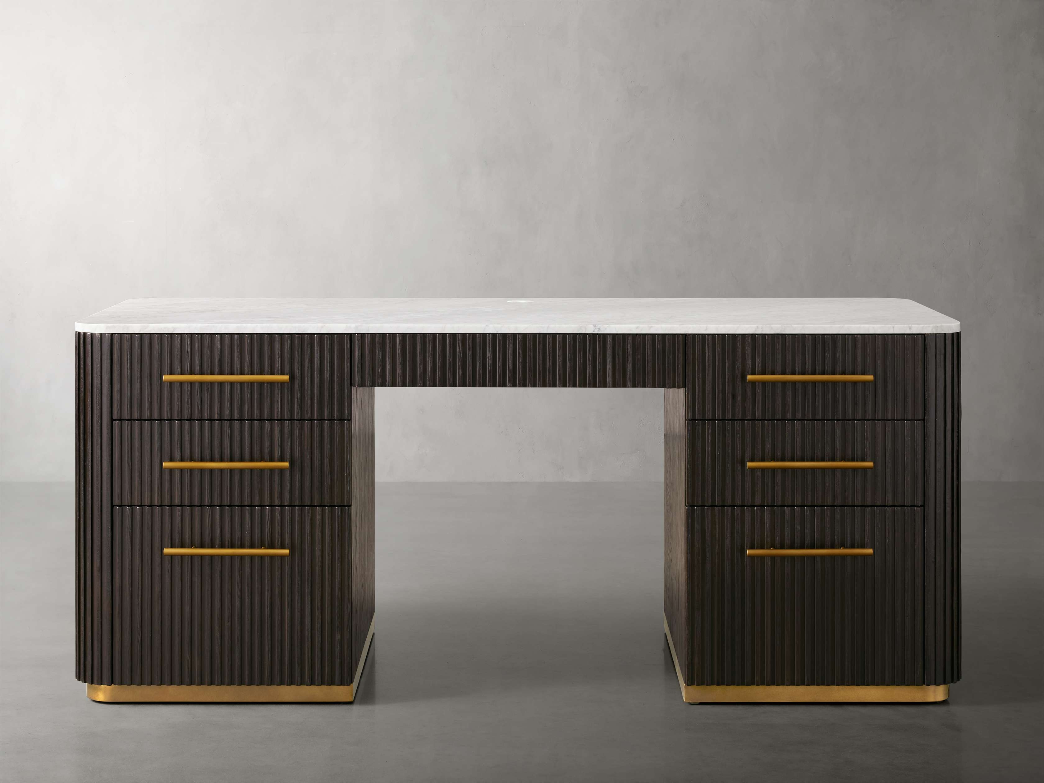 Finnley Executive Desk in Stone Black  Ebony/Carrara - Image 0