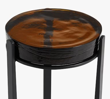 Cori 10" Round Accent Table, Recycled Milk Glass Top/Bronze Base - Image 3