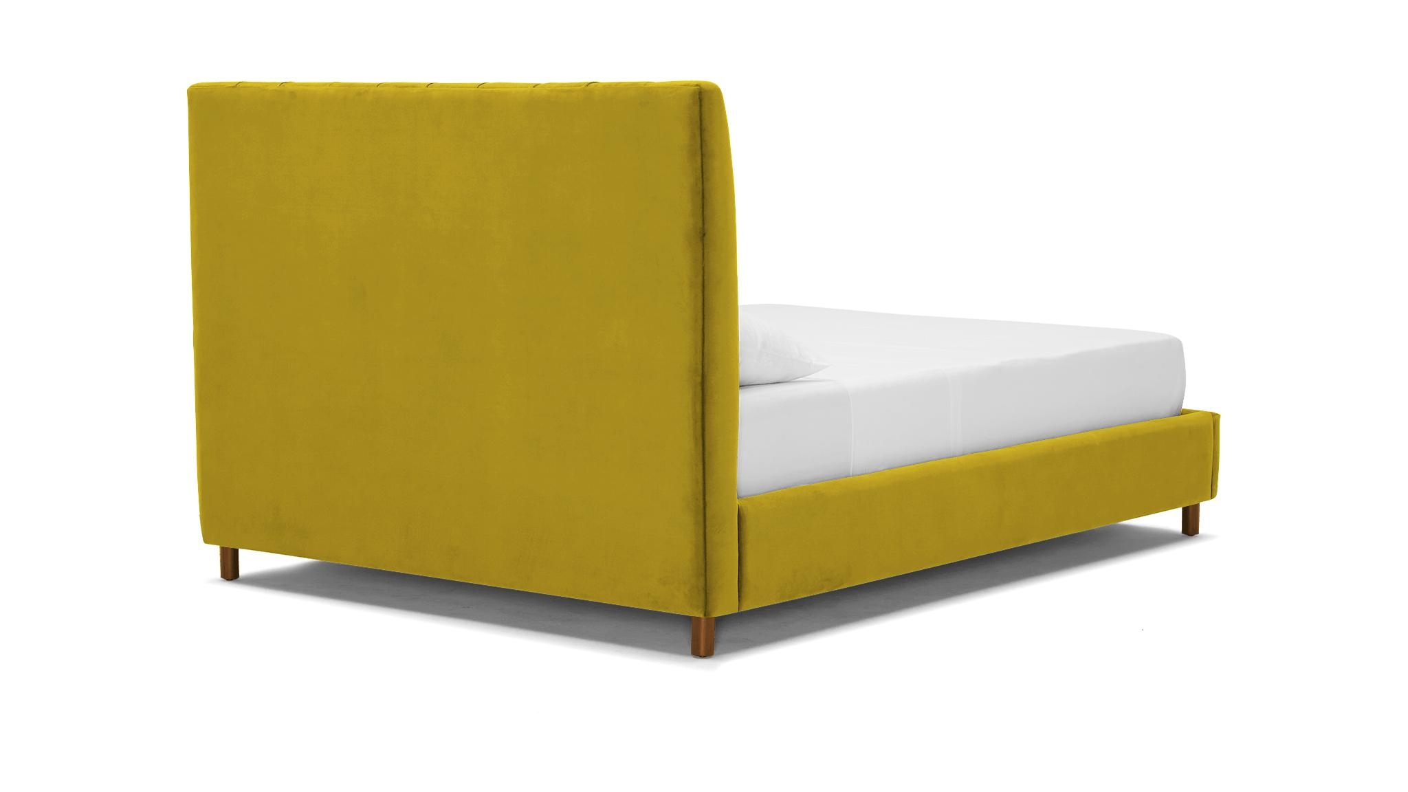 Yellow Lotta Mid Century Modern Bed - Bloke Goldenrod - Mocha - Cal King - Image 3