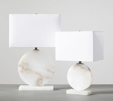 Zoe Alabaster Table Lamp, Large 24"H , White Rectangular Shade - Image 1