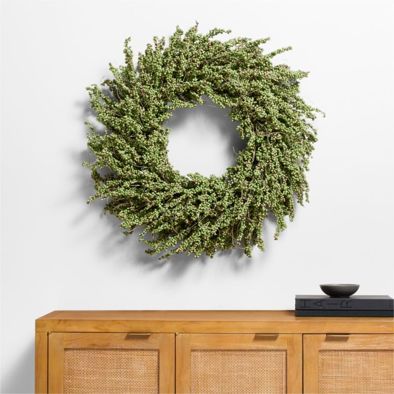 Faux Green Mini Berry Wreath 32" - Image 1