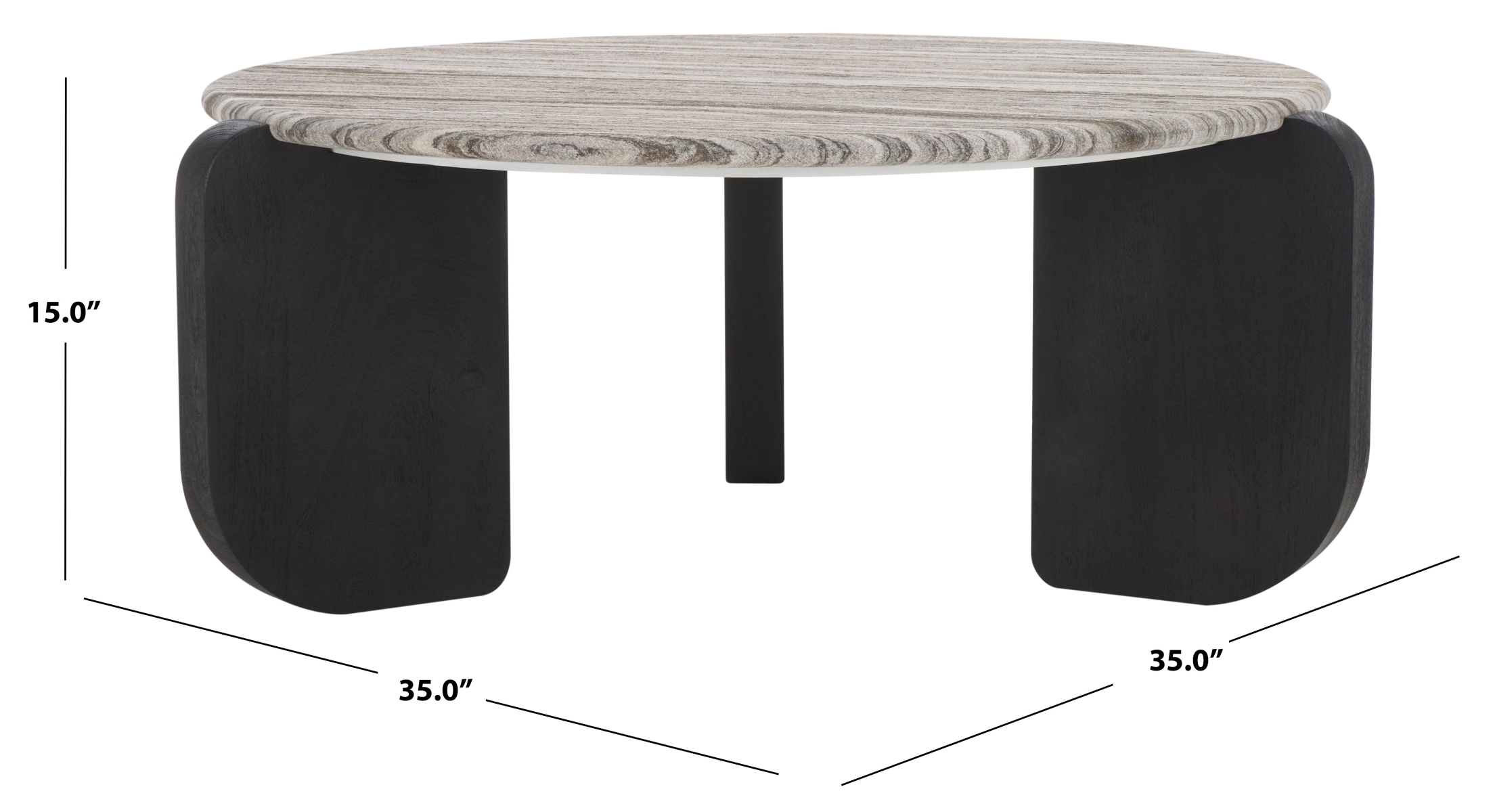 Graelyn Marble Top Coffee Table - Black/Grey - Image 8