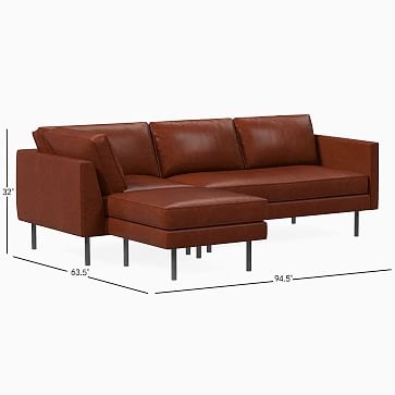 Axel 95" Right 3-Piece Ottoman Sectional, Saddle Leather, Slate, Metal - Image 3