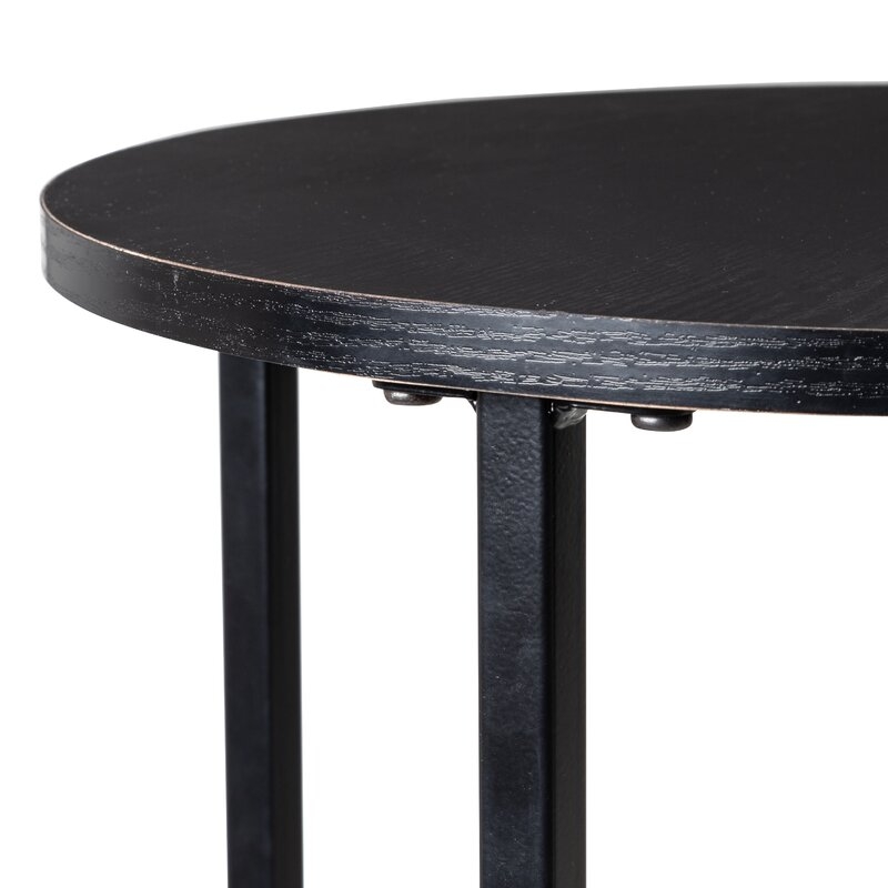 Round Side Table With X-Pattern Base, Black - Image 4