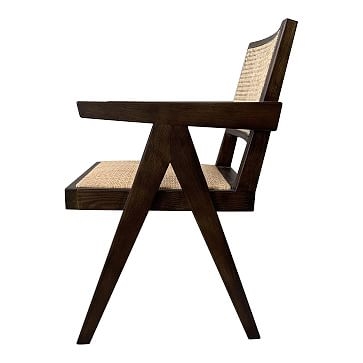 Modern Elm & Rattan Chair- Black - Image 3
