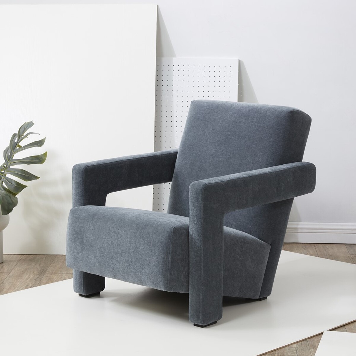 Taylor Modern Velvet Accent Chair - Navy - Image 1