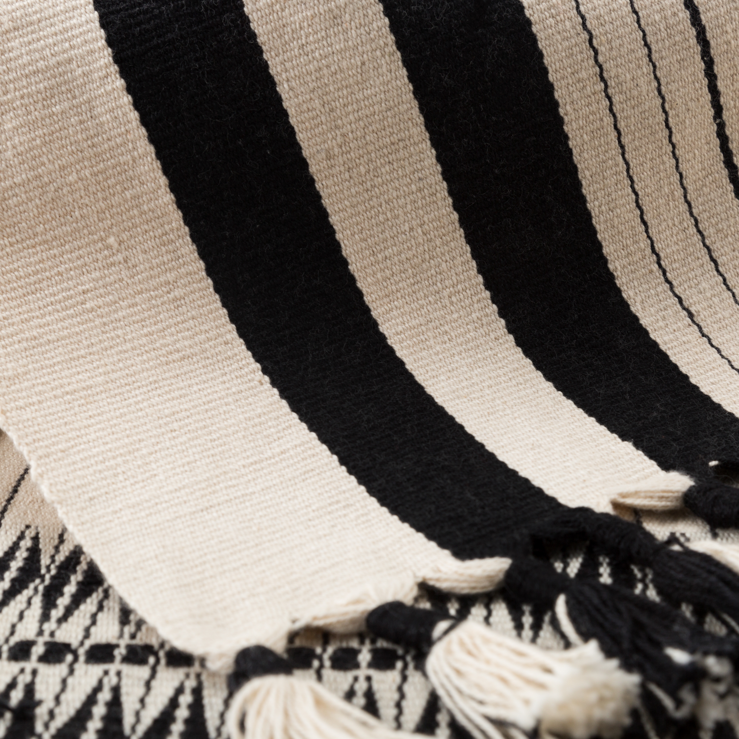 Saramati Hand-Loomed Tribal Cream/ Black Throw - Image 1