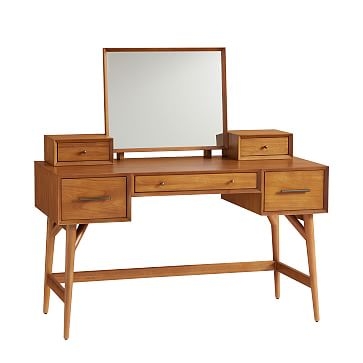 Mid-Century Standard Desk Vanity, Acorn, WE Kids - Image 1