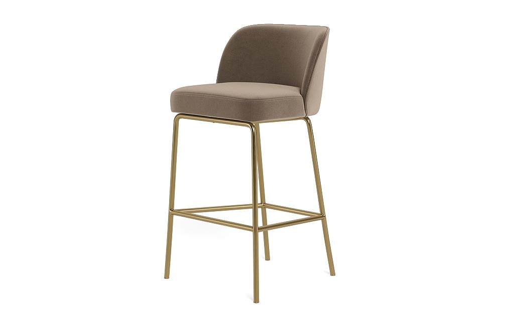 Graham Metal Framed Upholstered Bar Stool with Contrast Piping - Image 2