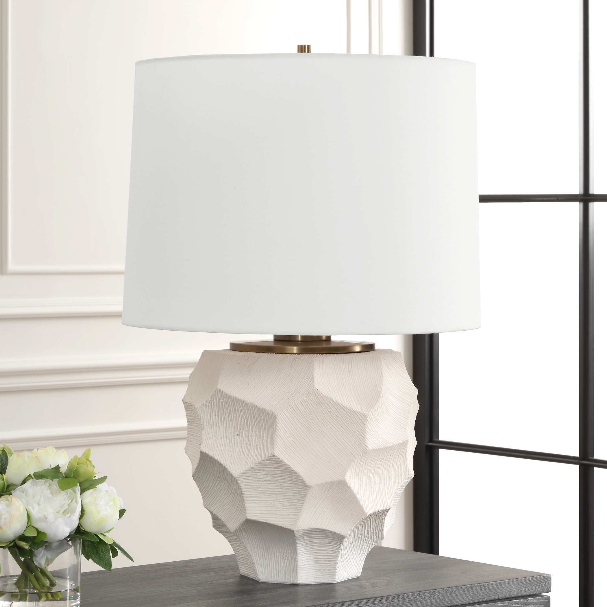 On Edge Chalk White Table Lamp - Image 3