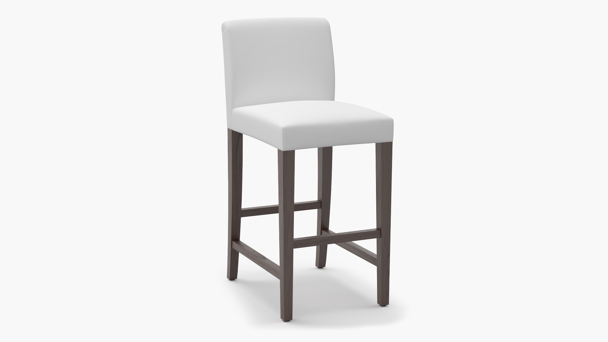 Signature Dining Bar Stool, White Twill, Espresso Square Tapered Leg - Image 1