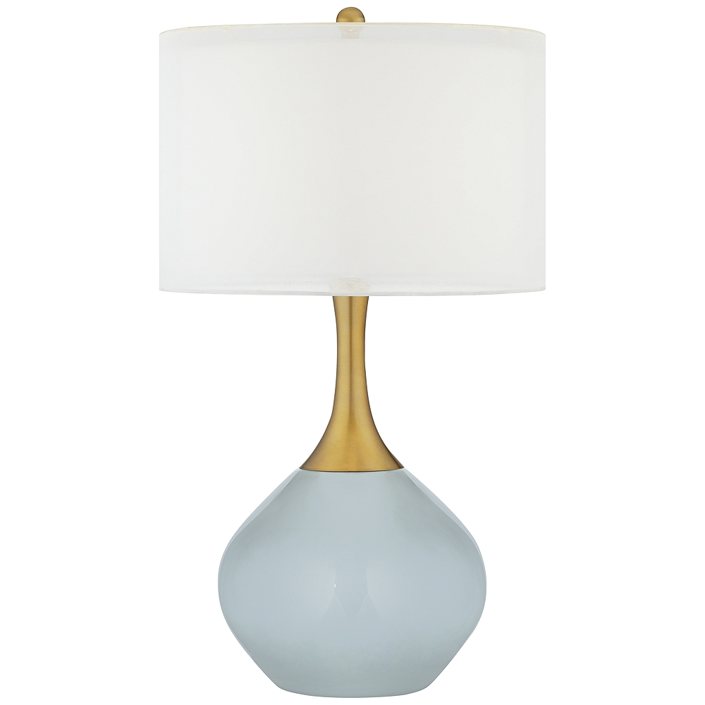 Color Plus Nickki Brass 30 1/2" High Take Five Blue Modern Table Lamp - Image 0