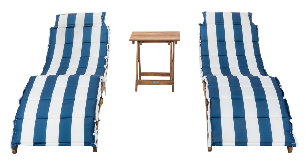 Pacifica 3 Piece Lounge Set - Natural/Navy Stripe - Safavieh - Image 0