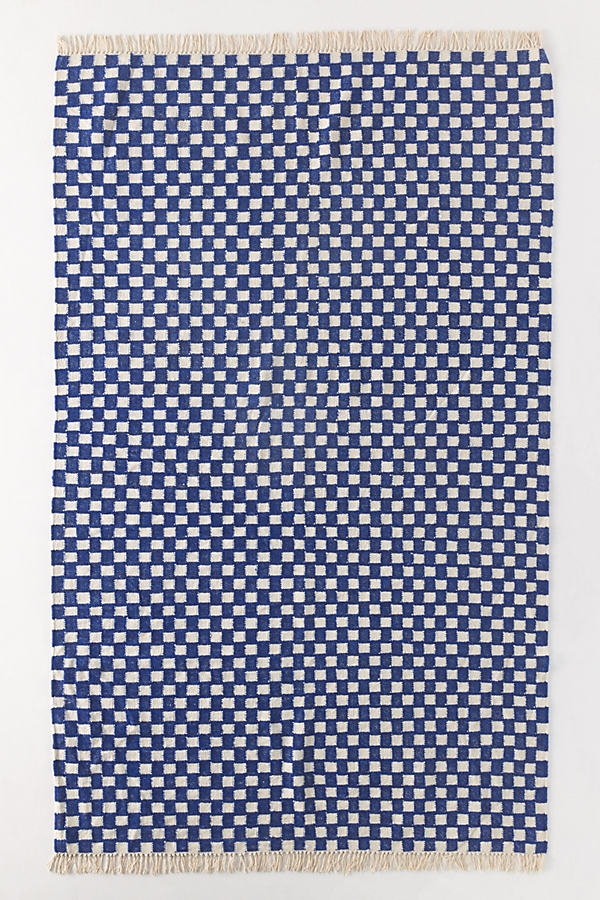Anna Spiro Flatwoven Checkered Rug By Anna Spiro in Blue Size 5X8 - Image 0