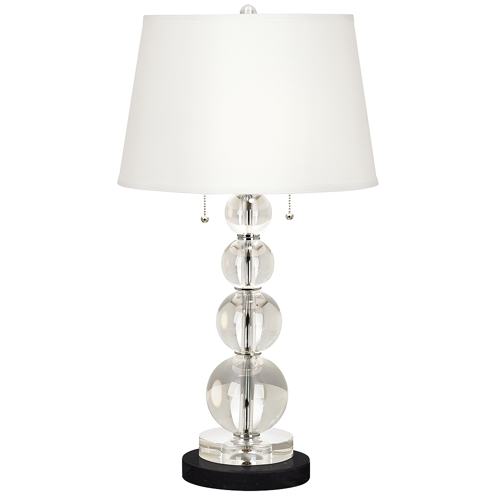 Stacked Crystal Spheres Table Lamp with Round Black Marble Riser - Image 0